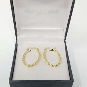 Twisted Oval Hoop Earrings 14K Gold Plated Boxed